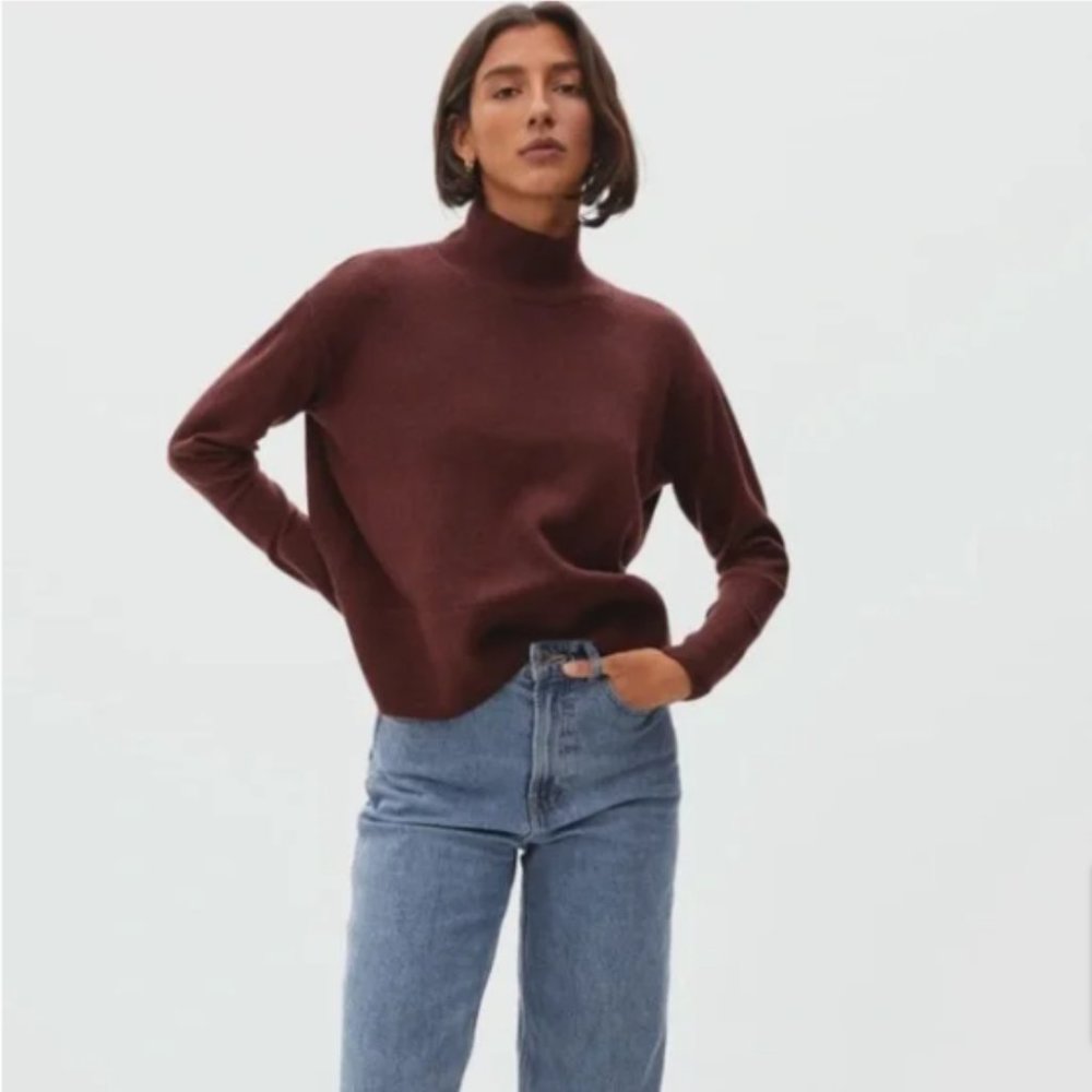 Everlane The Cashmere Square Turtleneck Espresso Size S